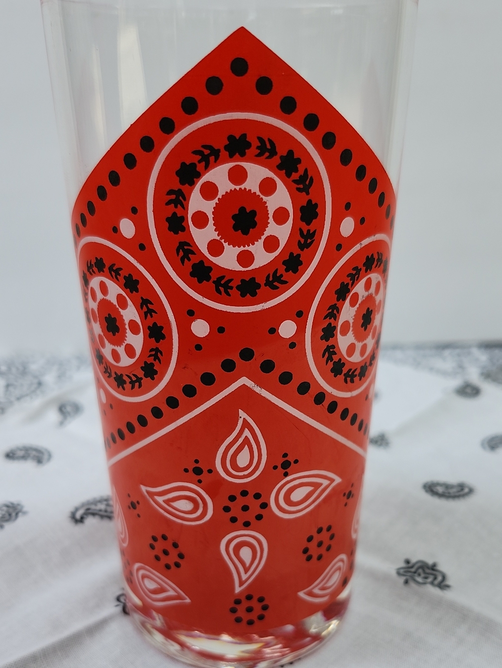 VINTAGE BANDANA PRINT SET OF 6 GLASS TUMBLERS - Picture 3 of 9